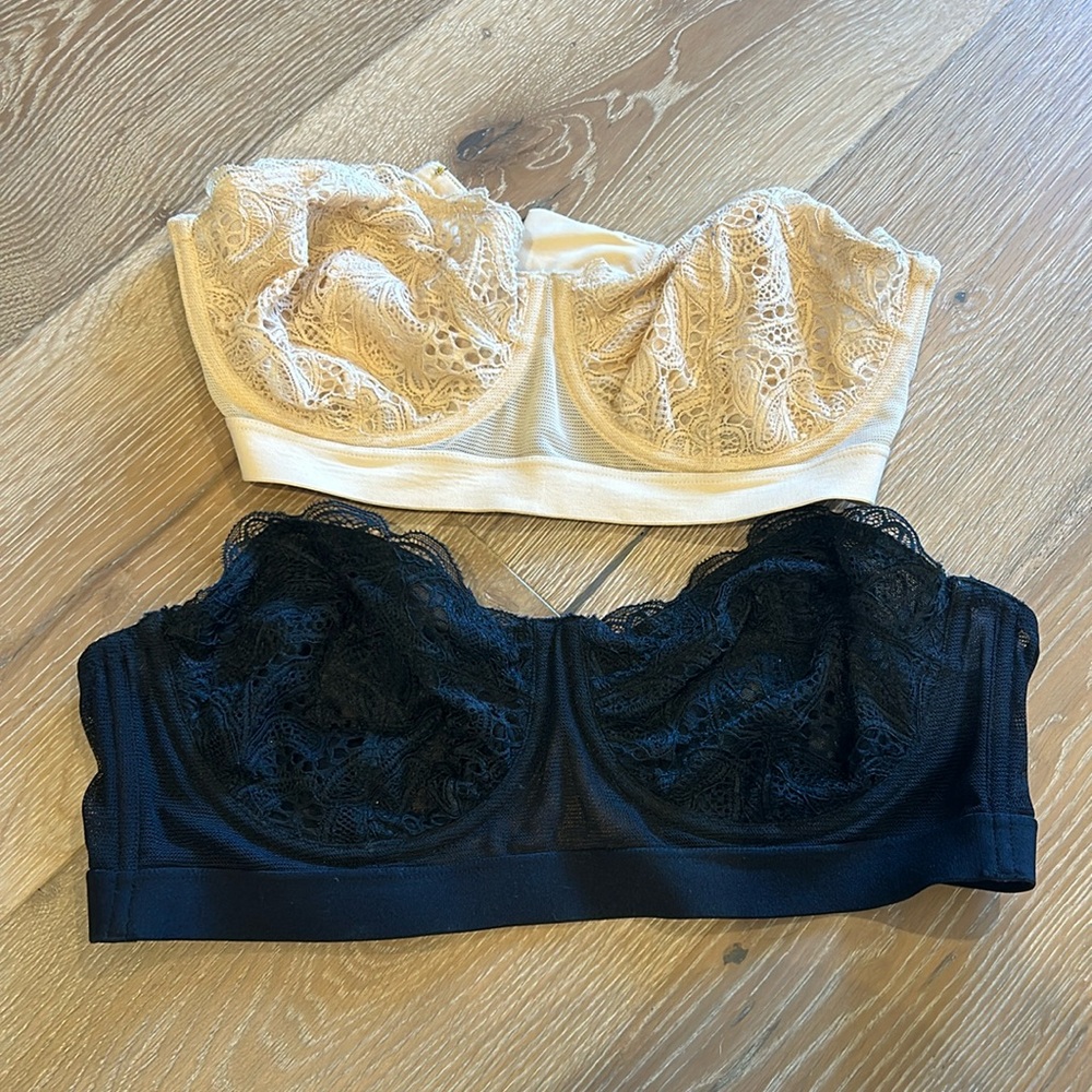 32DDD Wear Lively Lace Strapless bra with underwire, unlined